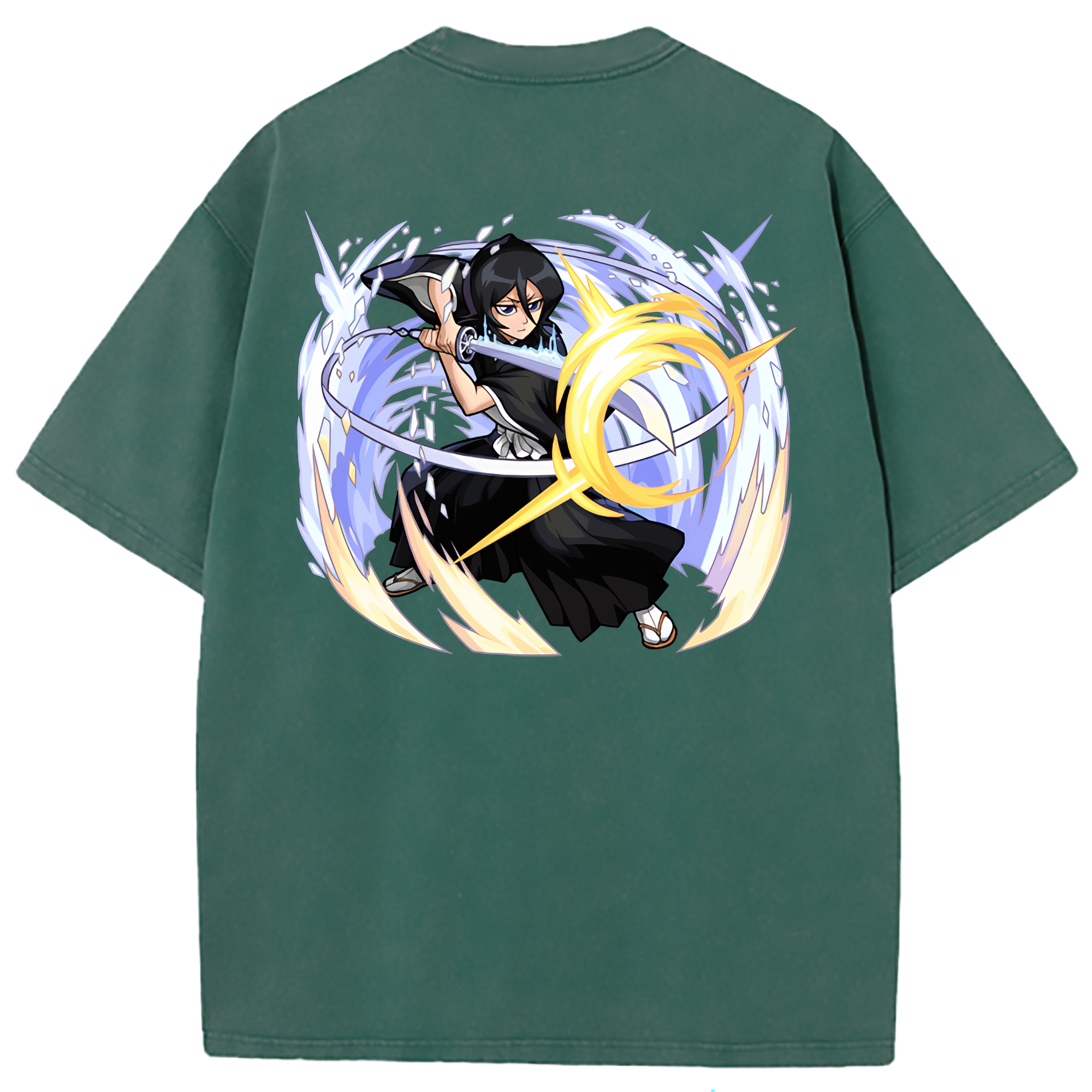 （画像用） ブリーチ 朽木ルキア BLEACH Kuchiki Rukia 綿100% ヴィンテージ風 半袖Tシャツ（背面プリント）